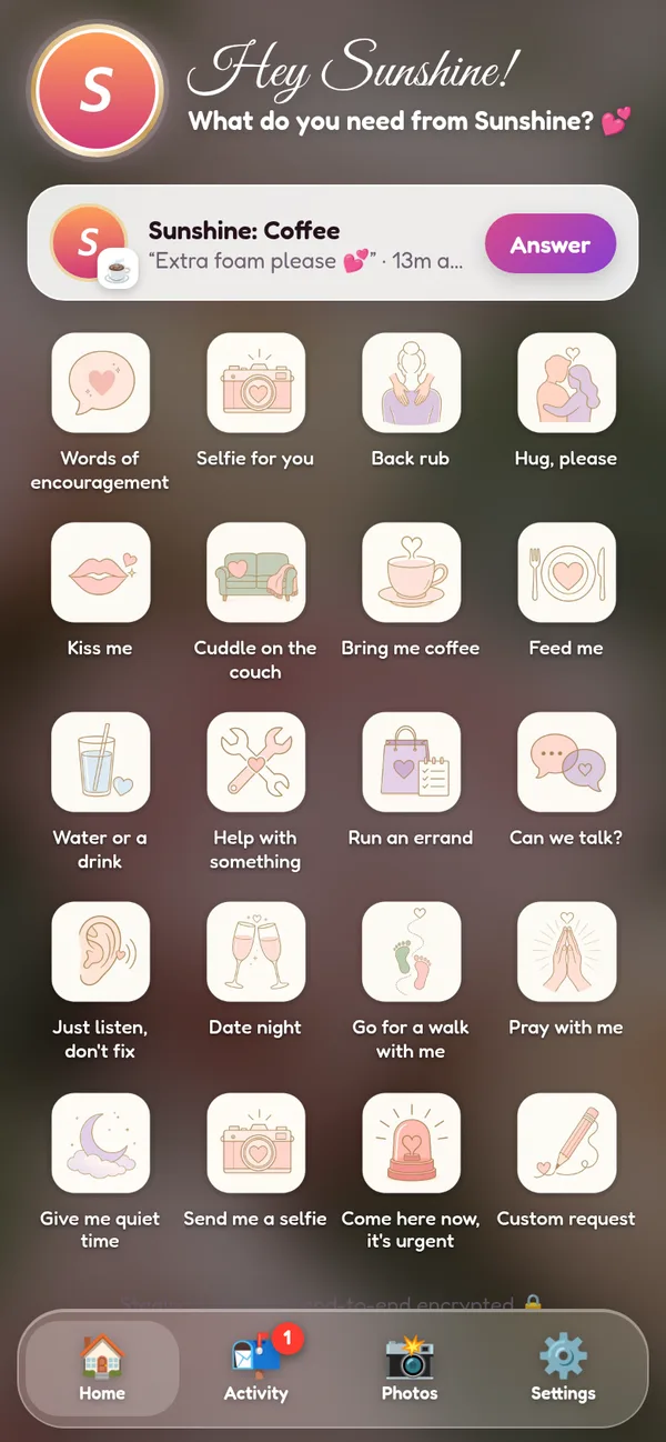 Hey Babe with a gold icon set and a soft photo background